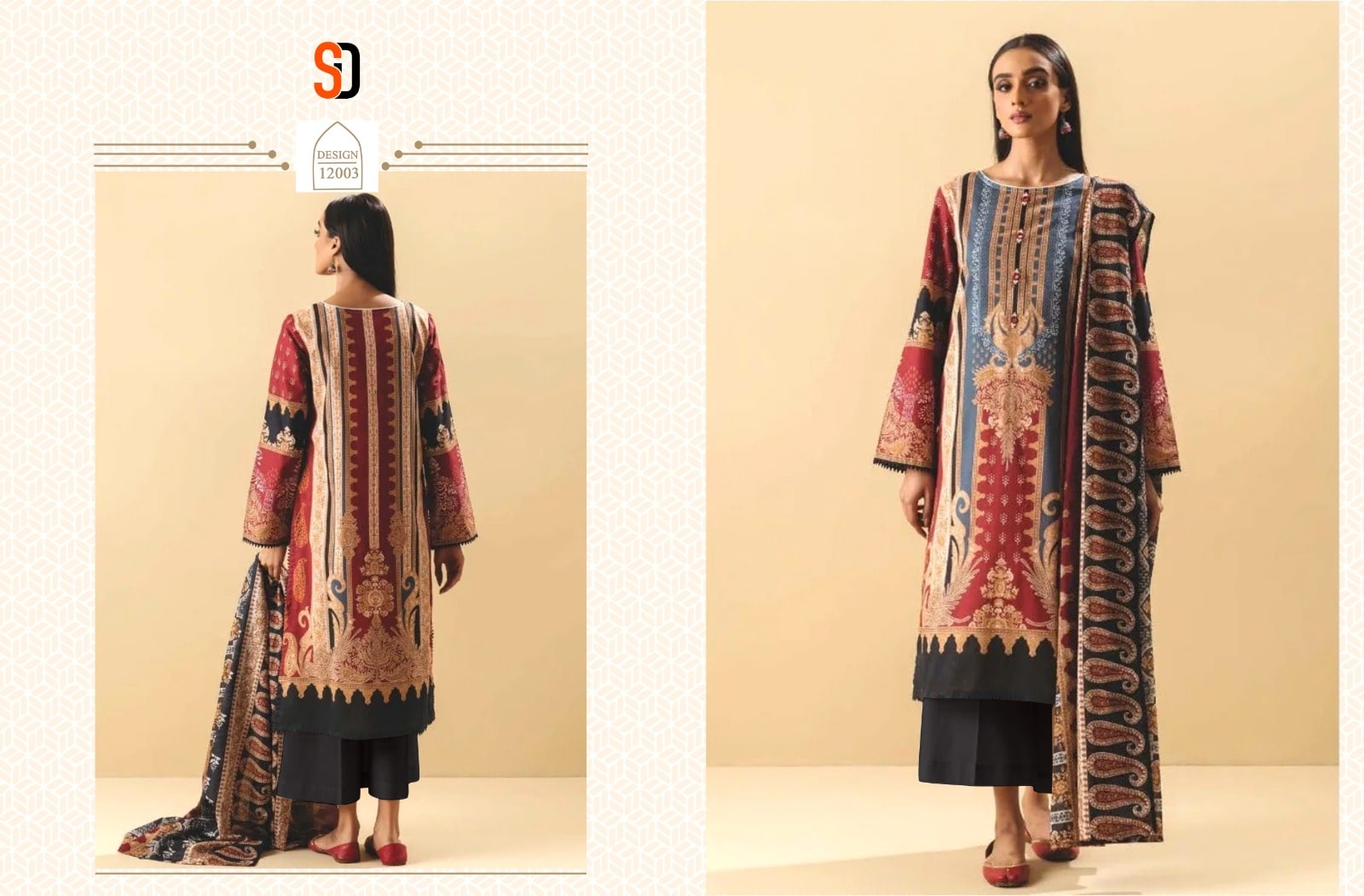 Shraddha Vintage Vol 12 Pakistani Salwar Suits And Chiffon Dupatta Set